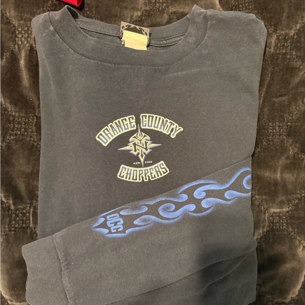 Orange County Choppers Black long sleeve with Blue Flame Design